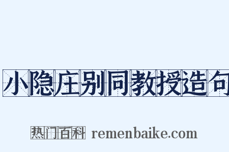 小隐庄别同教授造句是什么意思的图片